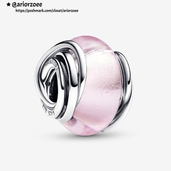 Pandora Encircled Pink Murano Glass Charm|Pendant - Picture 1 of 2